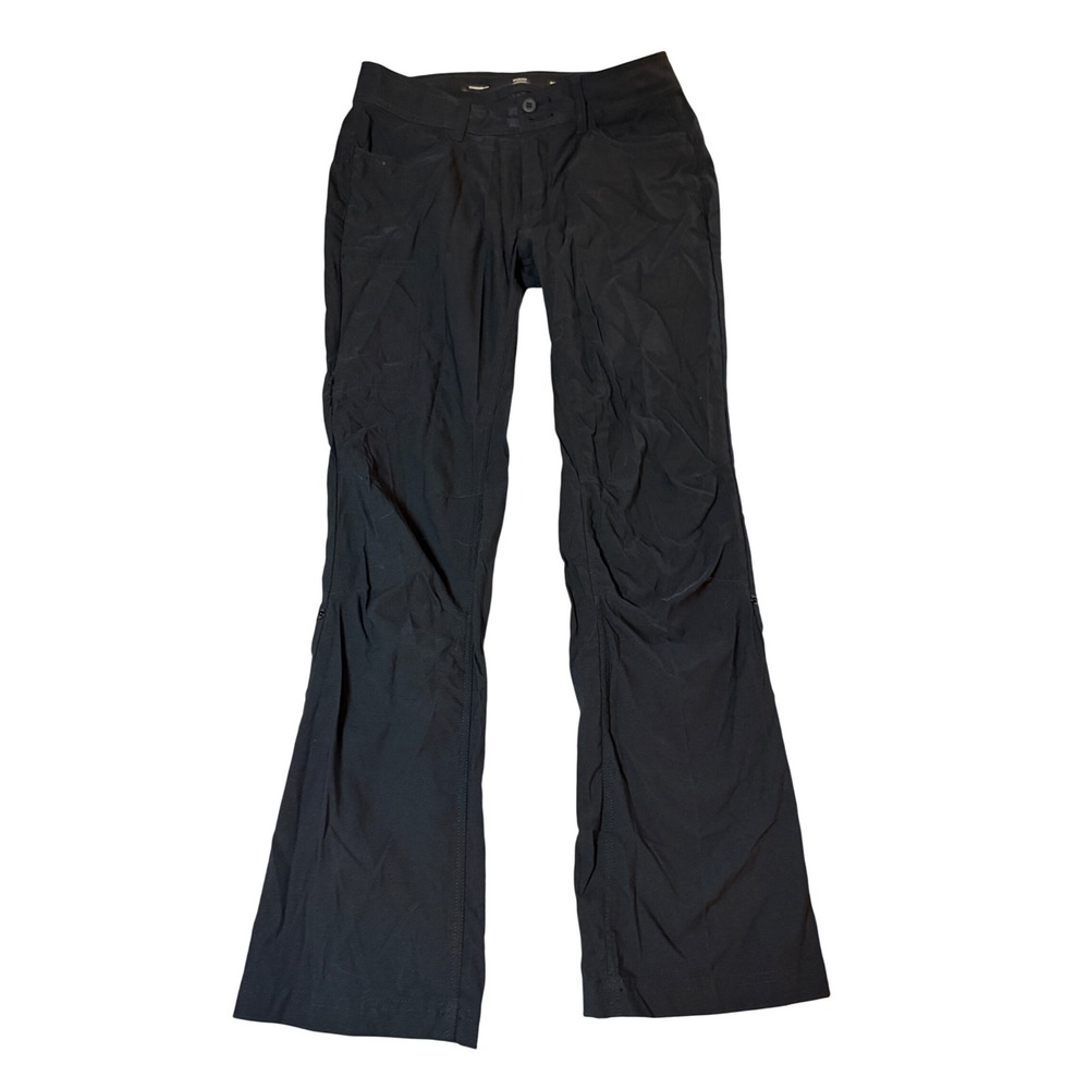 PrAna Size 8 Regular Halle II Pants Standard Fit Black Sip Button Straight Leg